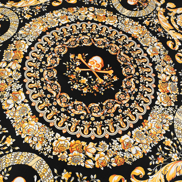 Versace Women's Silk Baroque Skull & Crossbones Scarf Black - Picture 2 of 3